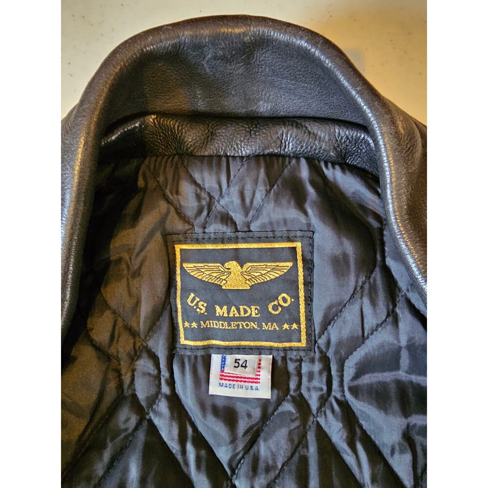 Vintage U.S. MADE Co. Black Leather Fringe Motorcycle Jacket Coat Men's XXL GIFT - Picture 4 of 16